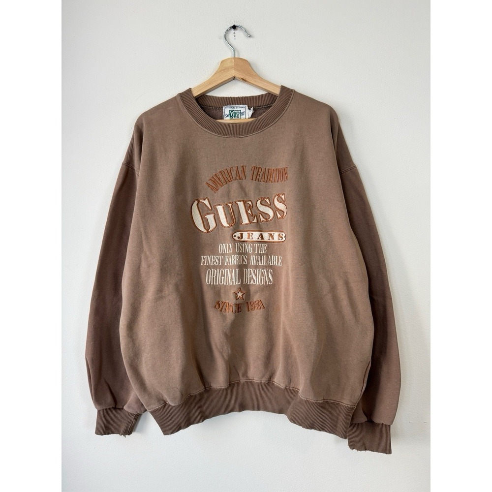 Vintage GUESS Jeans Originals Brown Crewneck Sweatshirt - XL